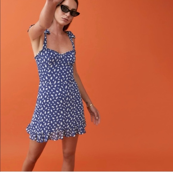 Reformation mini dress: blue and white - Picture 4 of 5